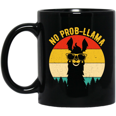 No Prob-Llama, Vintage Llama, Retro Alpaca, Best Llama Retro Love Gift Black Mug