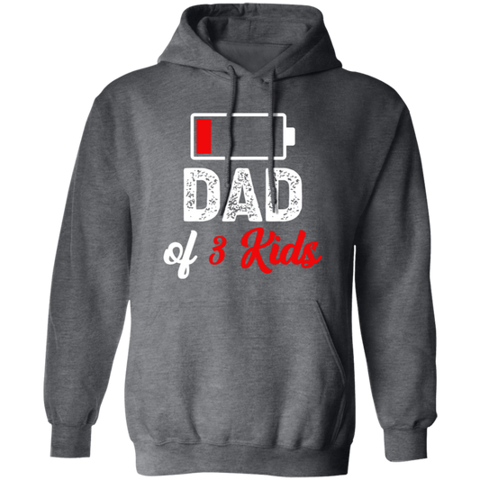 Dad Of 3 Kids, Out Of Battery, Father's Day Gift, Dad Gift white Pullover Hoodie