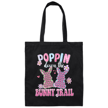Love Bunny, Poppin Down The Bunny Trail, Pinky Bunny Gift, Funny Bunny Canvas Tote Bag