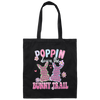 Love Bunny, Poppin Down The Bunny Trail, Pinky Bunny Gift, Funny Bunny Canvas Tote Bag