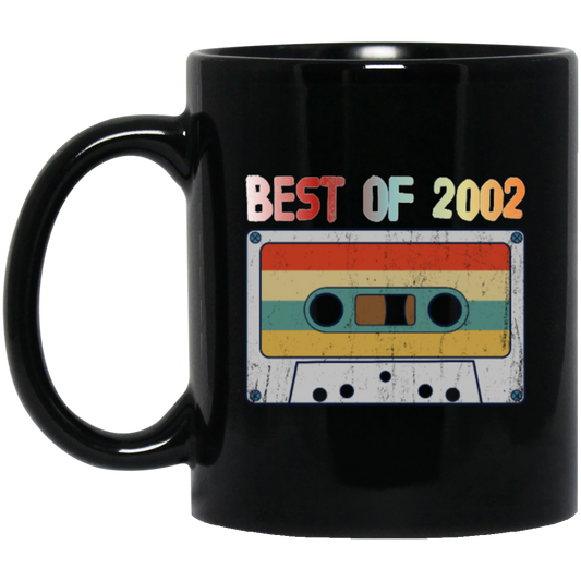 Best Of 2002, 18th Birthday Gift, Retro Cassette Lover, Love Cassette Black Mug