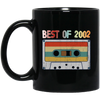 Best Of 2002, 18th Birthday Gift, Retro Cassette Lover, Love Cassette Black Mug