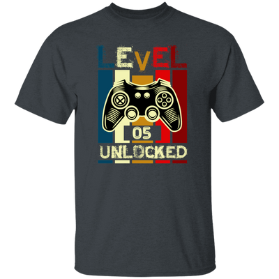 Gamer Love Gift, Level 5 Unlocked, Retro Style For 5th Birthday, Love 5th Unisex T-Shirt