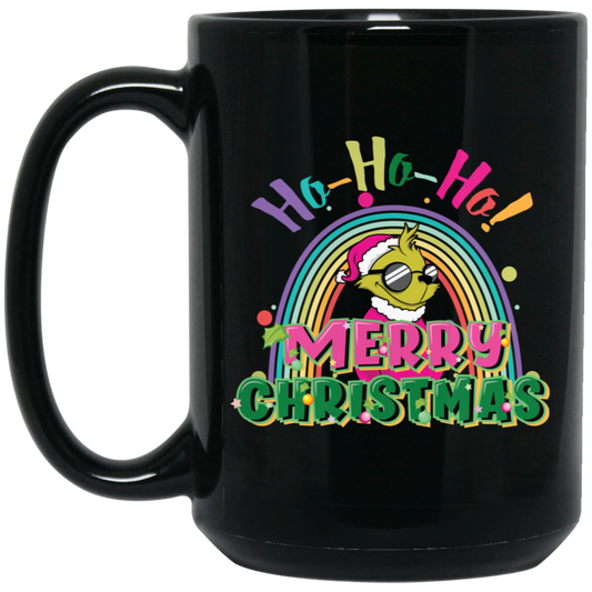 Ho Ho Ho, Grinch Christmas, Rainbow Christmas, Merry Christmas, Trendy Christmas Black Mug