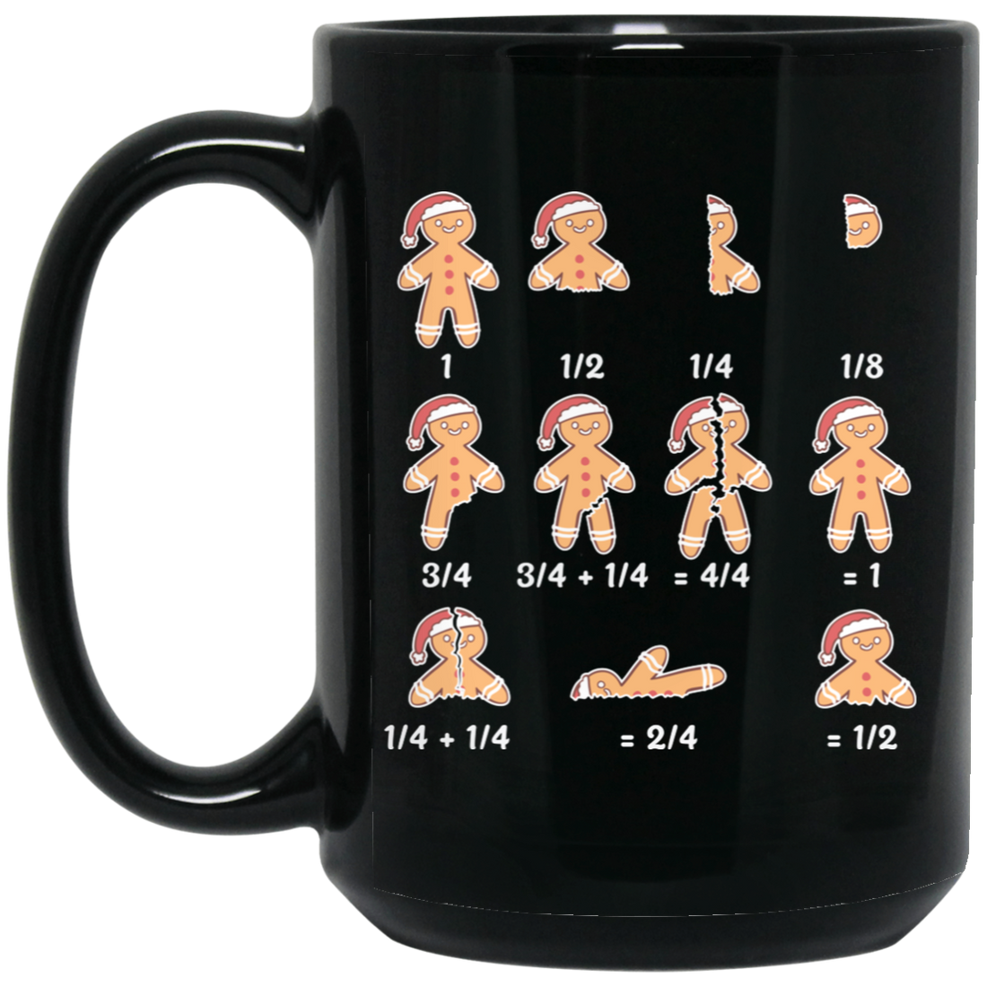 Cute Gingerbread, Funny Gingerbread, Merry Christ-math, Merry Christmas, Trendy Christmas Black Mug