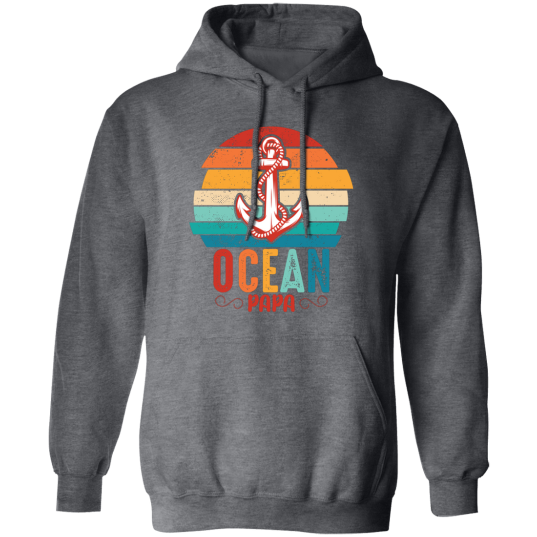 Ocean Papa, Retro Papa, Retro Ocean, Retro Anchor Pullover Hoodie