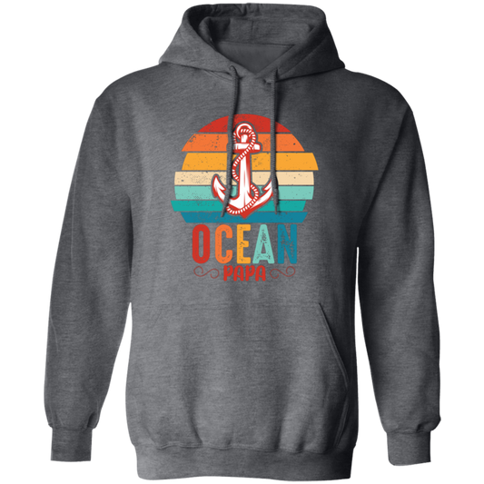 Ocean Papa, Retro Papa, Retro Ocean, Retro Anchor Pullover Hoodie