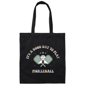It's A Good Day To Play Pickleball, Groovy Pickleball Canvas Tote Bag
