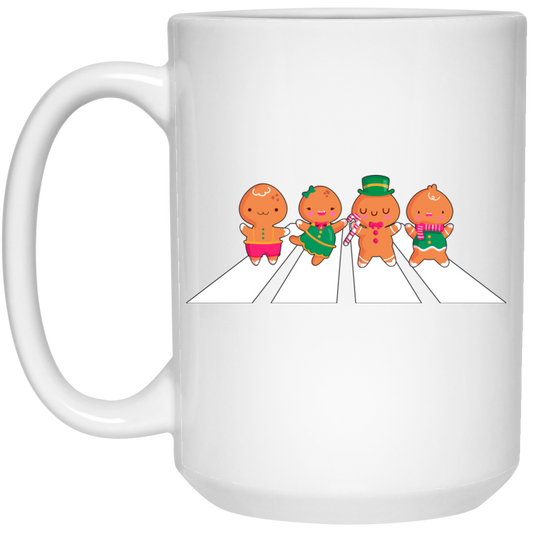 Gingerbread Walking, Love Christmas, Road Crossing White Mug