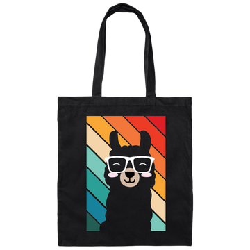Llama Silhouette, Retro Llama, Funny Llama Canvas Tote Bag
