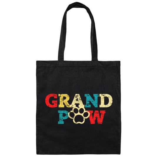 Retro Grandpaw, Grand Paw Vintage Canvas Tote Bag