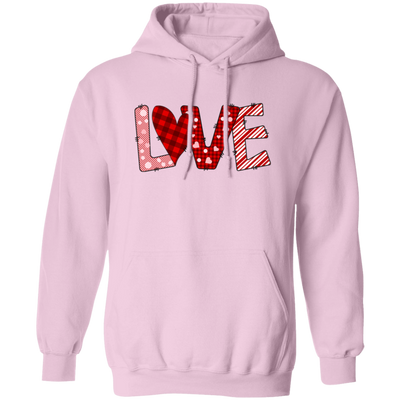 Love Text, Heart Pattern, Groovy Love, Valentine Gift, Valentine's Day, Trendy Valentine Pullover Hoodie