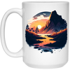 Simple Picture Of Sunset With Rock And River, Best Landscape Gift White Mug