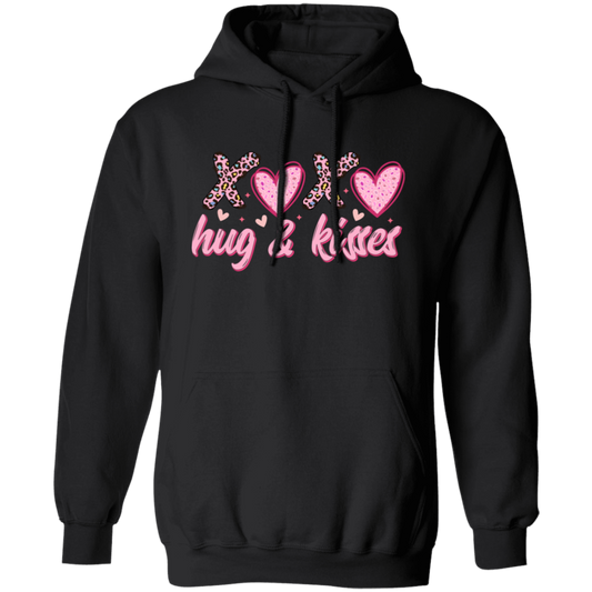 Xoxo, Hug And Kisses, Valentine's Day, Leopard Valentine, Valentine's Day, Trendy Valentine Pullover Hoodie