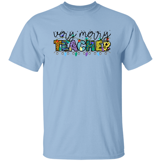 Very Merry Teacher, Merry Christmas, Trendy Christmas, Xmas Lights Unisex T-Shirt