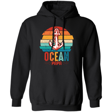Ocean Papa, Retro Papa, Retro Ocean, Retro Anchor Pullover Hoodie