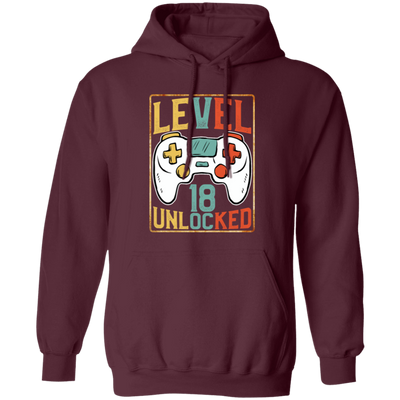 Level 18 Unlocked, Birthday 18th, Video Games Lover, Best 18th Gift Pullover Hoodie