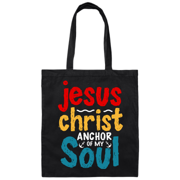 Jesus Christ Anchor Of My Soul, Retro Jesus, Christian Canvas Tote Bag