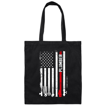 Plumber Gift Lover American Flag My Plumber Canvas Tote Bag