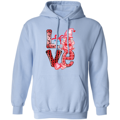 Love Gnome, Pink Leopard, Cute Love, Cute Valentine Pullover Hoodie