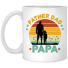 Retro Papa, Father's Day Gift, Daddy And Daughter Silhouette White Mug