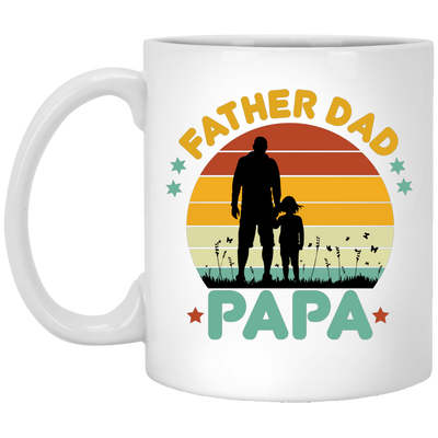 Retro Papa, Father's Day Gift, Daddy And Daughter Silhouette White Mug