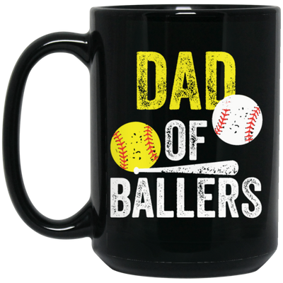 Funny Baseball, Dad Of Ballers Trending, Softball Lover Gift, Sport Player Black Mug