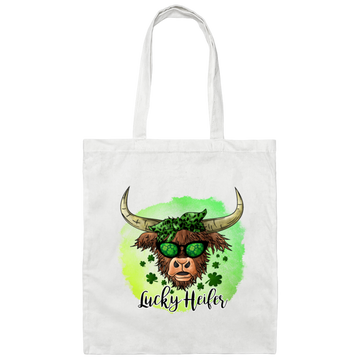 Bull Head Gift, Patricks Cow Lover, Lucky Heifer Gift, Bull And Shamrock Canvas Tote Bag