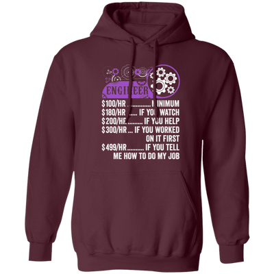 Engineer Hourly Rate, Funny Engineer, Best Of Engineer Pullover Hoodie