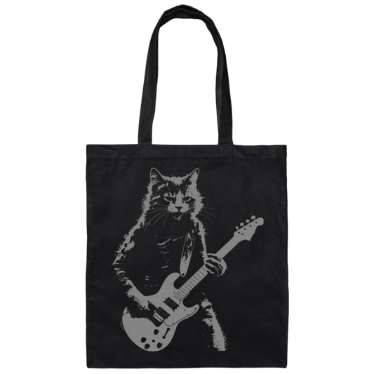 Cat Artist, Cat Guitarist, Love Music, Love Guitar, Music Lover Canvas Tote Bag