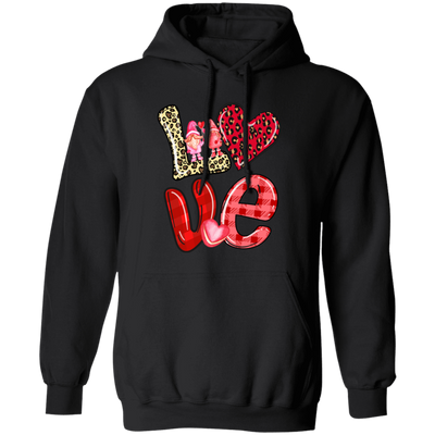 Love Gnome, My Love, Valentine Pattern, Leopard Love, Valentine's Day, Trendy Valentine Pullover Hoodie