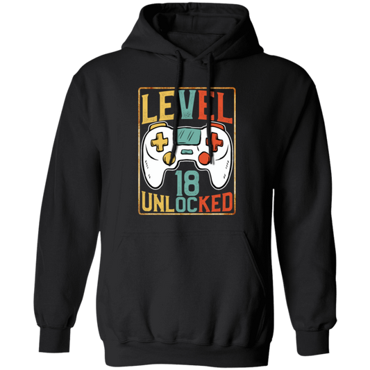 Level 18 Unlocked, Birthday 18th, Video Games Lover, Best 18th Gift Pullover Hoodie