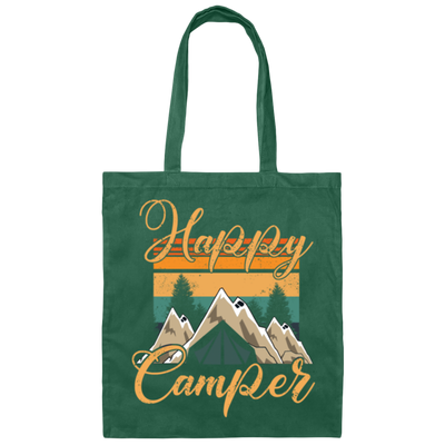 Retro Camping, Happy Camper Vintage Canvas Tote Bag