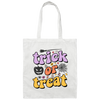 Trick Or Treat, Halloween, Witch And Broom Canvas Tote Bag