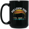 Pig Lovin Girl, Girl Love Pig, Retro Pig, Pig Silhouette Black Mug