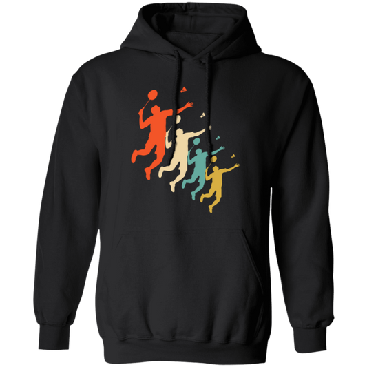 Retro Badminton Silhoutte, Love Sport, Great Birthday Gift Pullover Hoodie