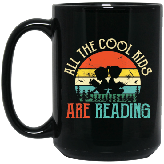 Best Bookworm, All The Cool Kids Are Reading Books, Love Books Retro Black Mug