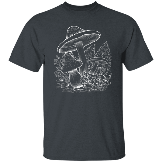 Aesthetic Mushroom, Cottagecore Design, Mushroom Lineart white Unisex T-Shirt