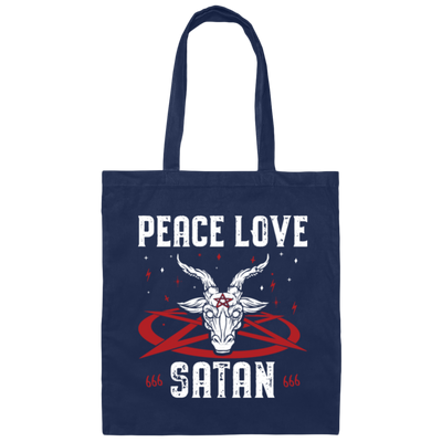 Peace Love Satan, Best Satan Gift, My Gift For Satan, Satan Lover Gift Canvas Tote Bag
