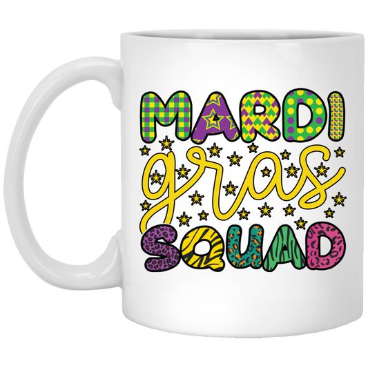 Mardi Gras Squad, Three Kings Day, Mardi Gras Festival White Mug