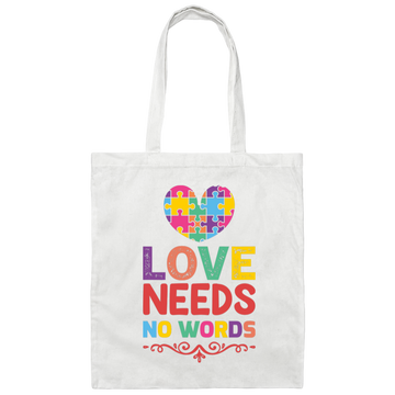 Love Needs No Words, Love Puzzle, My Love Canvas Tote Bag