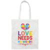 Love Needs No Words, Love Puzzle, My Love Canvas Tote Bag