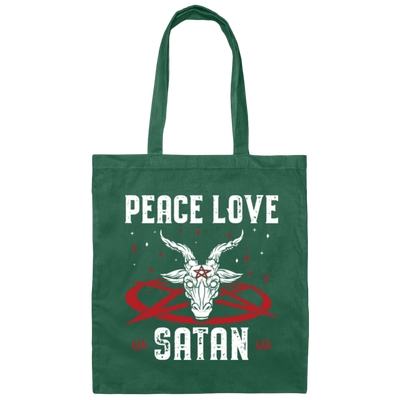 Peace Love Satan, Best Satan Gift, My Gift For Satan, Satan Lover Gift Canvas Tote Bag