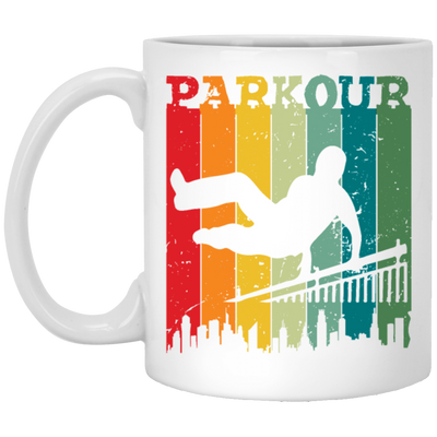 Parkour, Retro Surfing Player, Surfer, Surfing Team White Mug