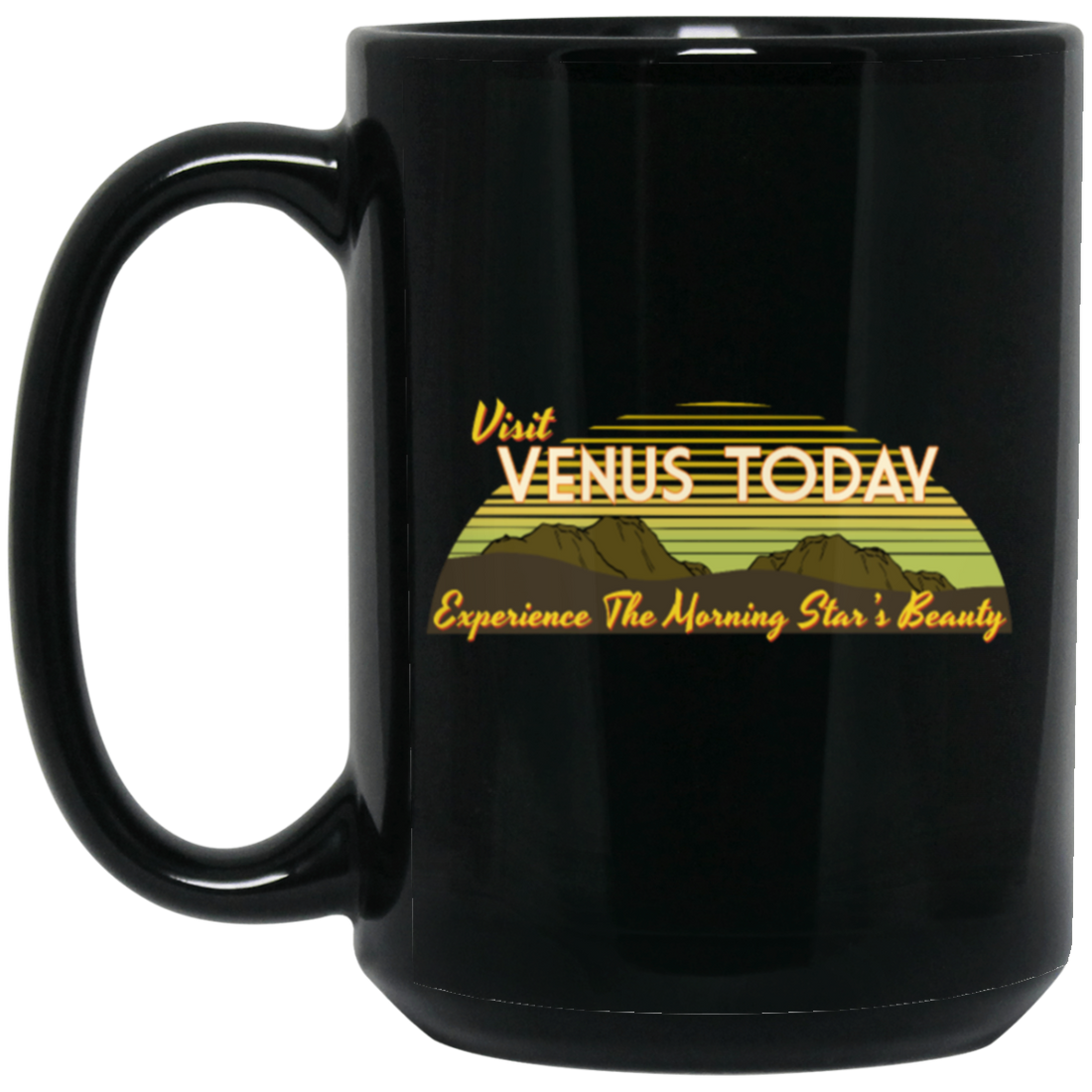 Venus Vintage, Space Experience, The Morning Star, Beauty Retro Space, Travel Planet Black Mug