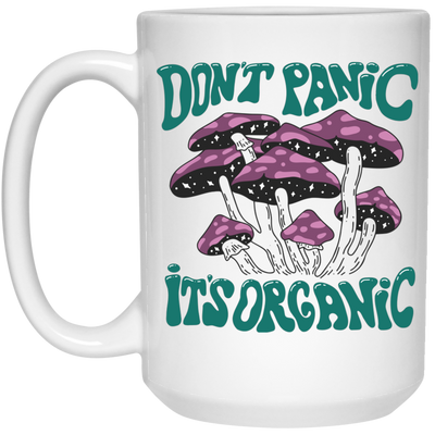 Don't Panic, It's Organic, Mushroom Bushes, Purple Mushrom White Mug