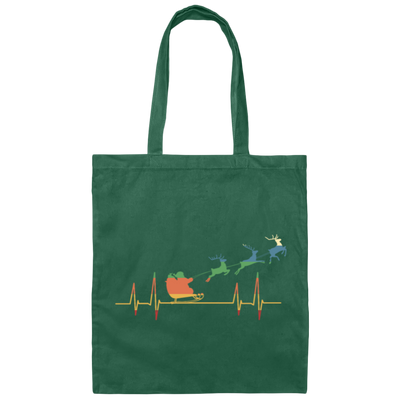Retro Heartbeat Santa With Deers Canvas Tote Bag