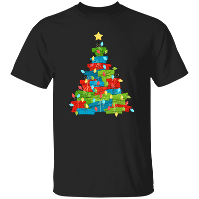 Christmas Tree Made From Gift Box, Xmas Light Line, Merry Christmas, Trendy Christmas Unisex T-Shirt