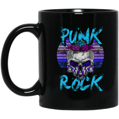 Music Rock, Skull Punks, Skeleton Lover, Punkrocker Gift, Best Rock Gift Black Mug