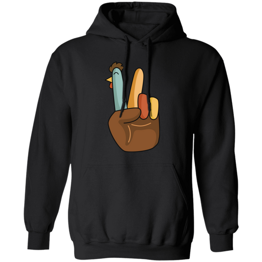 Stay cozy during the chilly autumn months with this Hi Fall, Thanksgiving's Day, Peace Sign, Peace Sign Turkey, Funny Turkey, Turkey's Day Pullover Hoodie. This hoodie is crafted from ultra-soft fabric and features a ribbed hem and cuffs for a snug fit. The vivid graphics will make this your go-to garment for any cold-weather event. You'll stay stylish and comfortable all season long.